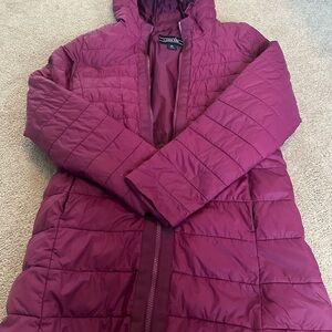 Land’sEnd plum color spring jacket.